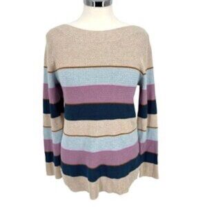 Market & Spruce Tawnee Pointelle Stripe Pullover Sweater. Size Medium.